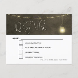 Elegante Sepia tonen Mason Jar RSVP Aankondigingskaart