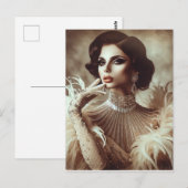 Elegante sepia vrouw briefkaart (Voorkant / Achterkant)