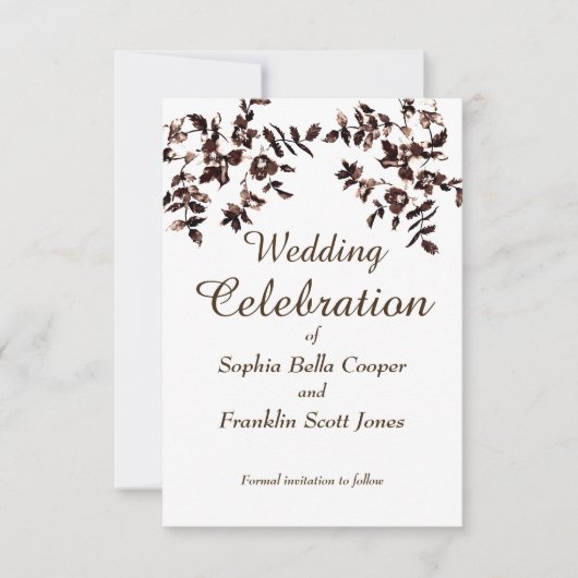 Elegante Sepia Water  Rozen - Save The Date (Voorkant)
