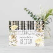 Elegante Sepia waterverf Bloemen Muziekrecital Kaart (Staand voorkant)