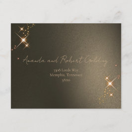 Elegante Sepia Zonne-eclips Aangepaste Foto Trouwd Informatiekaartje