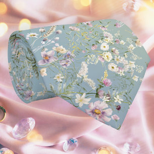 Elegante Serene Blauwe Bloemenstropdas Stropdas