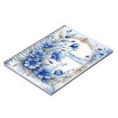 Elegante  serene blauwe bloesems notitieboek (Linkerzijde)