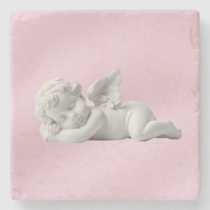 Elegante Serene Dromerige Roze Witte Steen Baby En Stenen Onderzetter