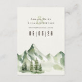 Elegante serene groene berglandschap bruiloft informatiekaartje (Achterkant)