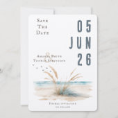 Elegante serene strand pampa gras landschap save the date (Voorkant)