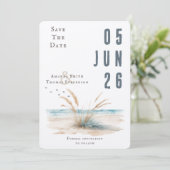 Elegante serene strand pampa gras landschap save the date (Staand voorkant)