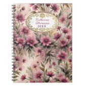 Elegante serene Waterverf roze en paarse bloemen Notitieboek (Voorkant)