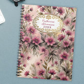 Elegante serene Waterverf roze en paarse bloemen Notitieboek
