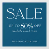 Elegante Serif-detailhandel Blauw Verkoop Vensters Raamsticker (Vel)