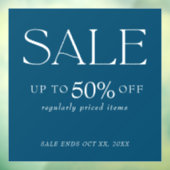 Elegante Serif-detailhandel Blauw Verkoop Vensters Raamsticker (Vel 3)