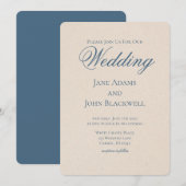 Elegante Serif Dusty Blue Wedding Kaart (Voorkant / Achterkant)