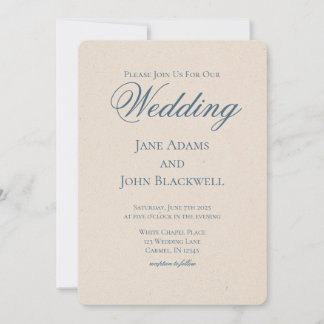 Elegante Serif Dusty Blue Wedding Kaart