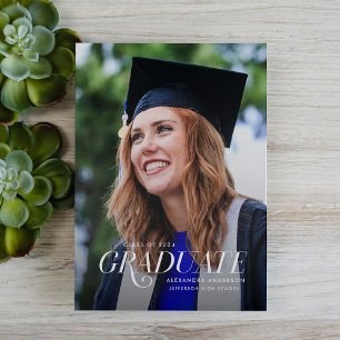 Elegante serif foto afstudeeraankondiging aankondiging