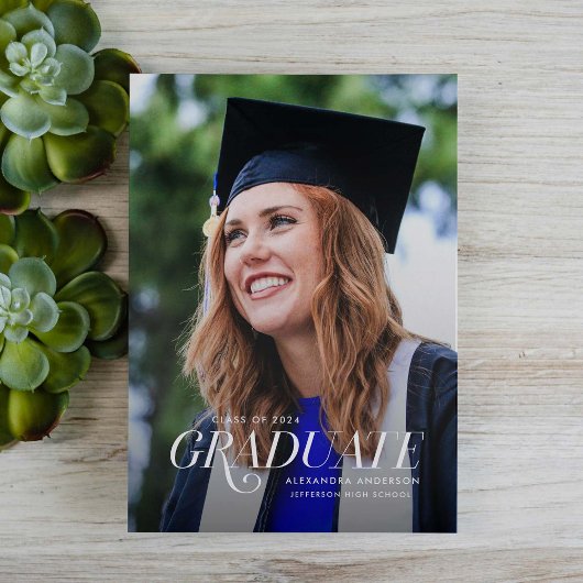 Elegante serif foto afstudeeraankondiging aankondiging