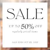 Elegante Serif Retail Zwart-Wit Uitverkoop Raamsticker (Vel 2)