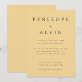 Elegante serif typografie geel minimalistische bru kaart (Voorkant / Achterkant)