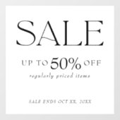 Elegante Serif-winkel Zwart-wit uitverkoop Raamsticker (Vel)