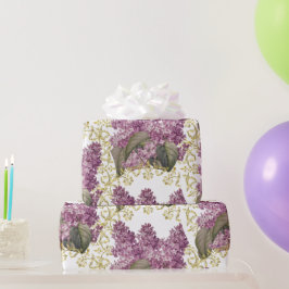 Elegante Seringen met Gouden Filigraan Bloemen  Cadeaupapier
