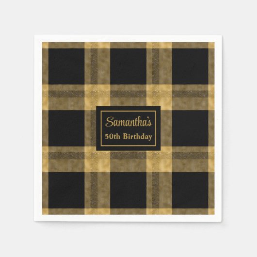 Elegante servetten Zwart Goud Glitter Custom Weddi (Voorkant)