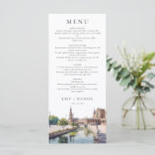Elegante Sevilla Spanje Watercolor Trouw Menu (Staand voorkant)