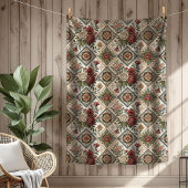 Elegante Shabby Chic Blanket Red Roses Tegel Motie Fleece Deken