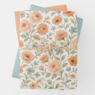 Elegante Shabby Chic Franse Bloemenkunst Patroon Inpakpapier Vel