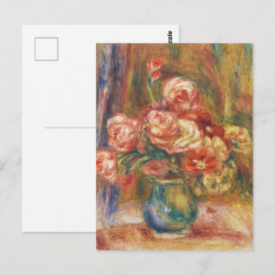 Elegante Shabby Chic Renoir Roos Schilderij Briefkaart