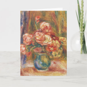 Elegante Shabby Chic Renoir Roos Schilderij Feestdagen Kaart