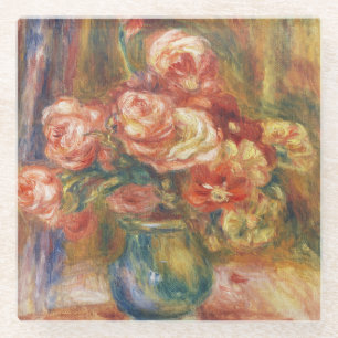 Elegante Shabby Chic Renoir Roos Schilderij Glazen Onderzetter