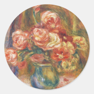 Elegante Shabby Chic Renoir Rozen Schilderij Ronde Sticker