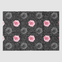 Elegante Shabby Chic Roze Rozen en Handgeschreven Tissuepapier