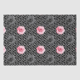 Elegante Shabby Chic Roze Rozen en Stippen Tissuepapier
