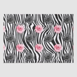 Elegante Shabby Chic Roze Rozen en Zebra Strepen Tissuepapier