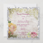 Elegante Shabby Chic Rozen & Diamonds 75e verjaard Kaart (Achterkant)
