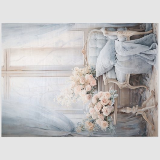 Elegante shabby chique gezellige boekenbank en blo tissuepapier (Voorkant)