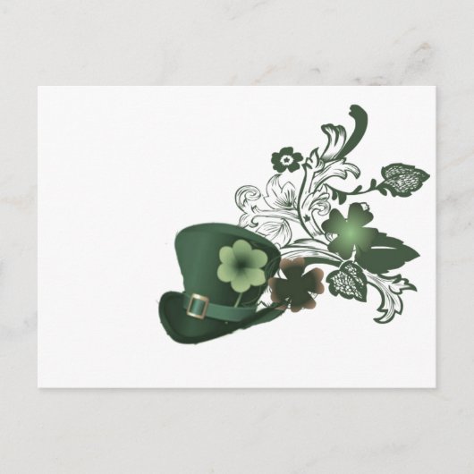 Elegante Shamrock Hoed Briefkaart (Voorkant)