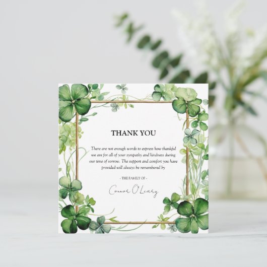 Elegante Shamrock klaver sympathie Bedankkaart (Staand voorkant)