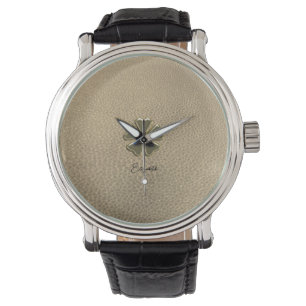 Elegante Shamrock Patrick's Day Leren Horloge