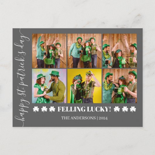 Elegante Shamrock St. Patrick's Day Familiefoto Feestdagenkaart (Voorkant)