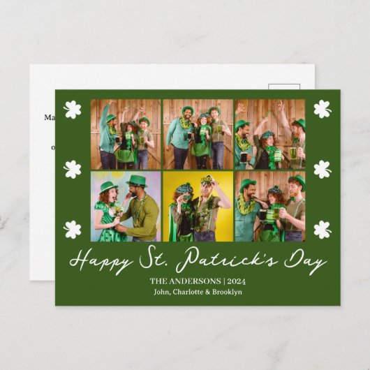 Elegante Shamrock St. Patrick's Day Familiefoto Feestdagenkaart (Voorkant / Achterkant)