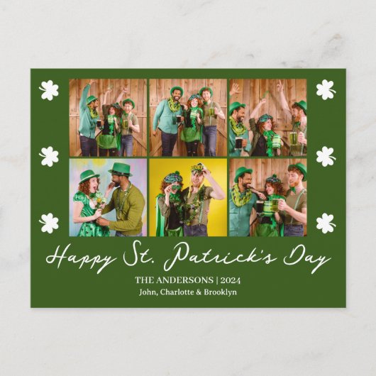 Elegante Shamrock St. Patrick's Day Familiefoto Feestdagenkaart (Voorkant)