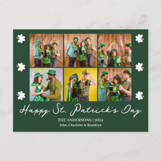 Elegante Shamrock St. Patrick's Day Familiefoto Feestdagenkaart (Voorkant)