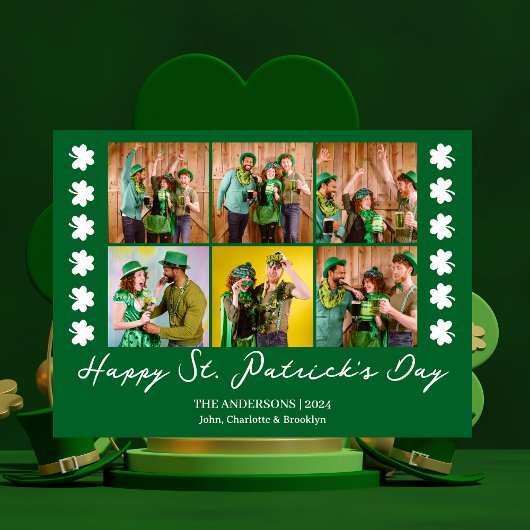 Elegante Shamrock St. Patrick's Day Familiefoto Feestdagenkaart