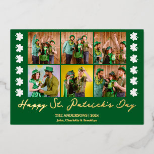 Elegante Shamrock St. Patrick's Day Familiefoto Folie Feestdagenkaart