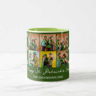 Elegante Shamrock St. Patrick's Day Familiefoto Tweekleurige Koffiemok