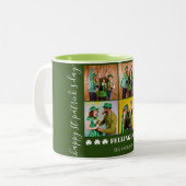 Elegante Shamrock St. Patrick's Day Familiefoto Tweekleurige Koffiemok (Voorkant links)