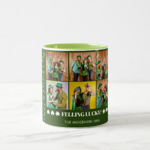 Elegante Shamrock St. Patrick's Day Familiefoto Tweekleurige Koffiemok