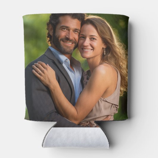 Elegante Sheer Overlay Foto Bruiloft Blikjeskoeler (Achterkant)