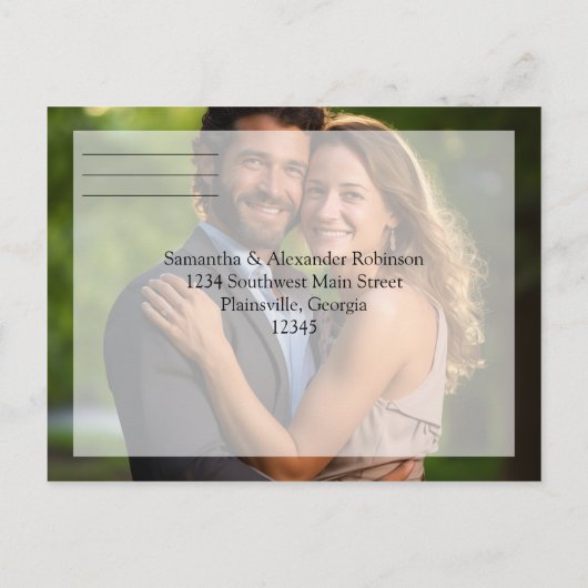 Elegante Sheer Overlay Foto Bruiloft Uitnodiging Briefkaart (Achterkant)